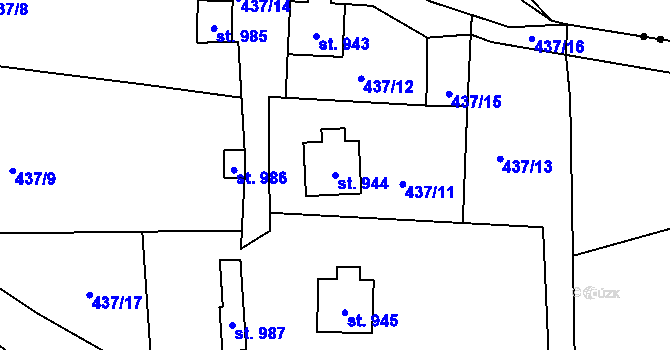 Parcela st. 944 v KÚ Hostinné, Katastrální mapa