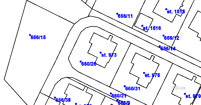 Parcela st. 973 v KÚ Hostinné, Katastrální mapa