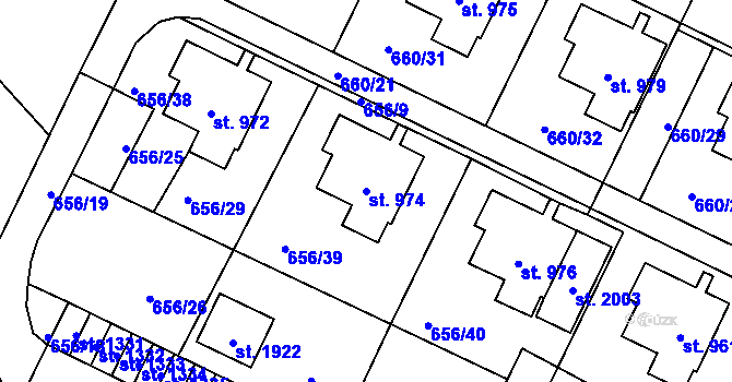 Parcela st. 974 v KÚ Hostinné, Katastrální mapa