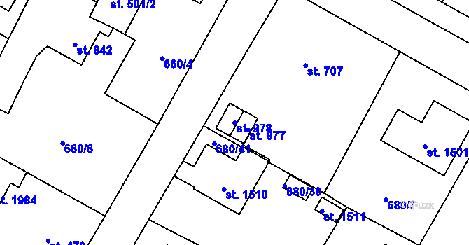 Parcela st. 978 v KÚ Hostinné, Katastrální mapa