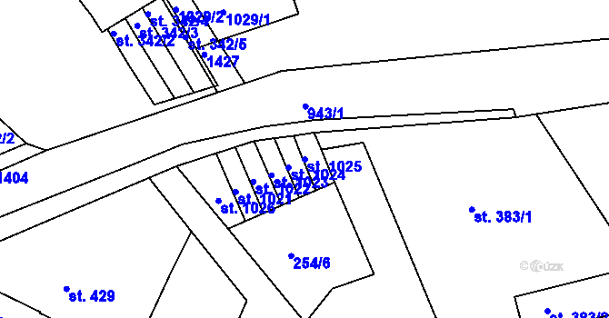 Parcela st. 1025 v KÚ Hostinné, Katastrální mapa