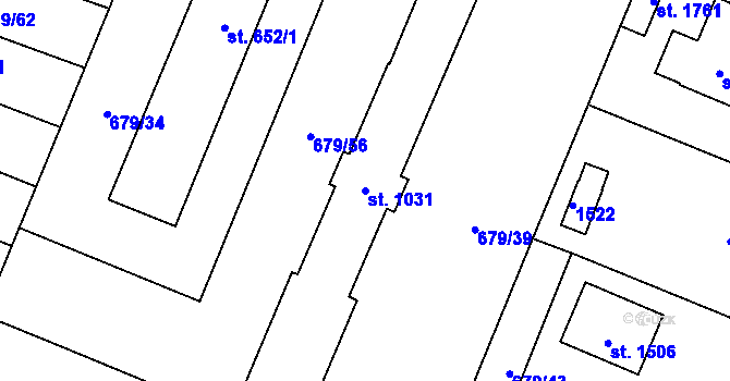 Parcela st. 1031 v KÚ Hostinné, Katastrální mapa