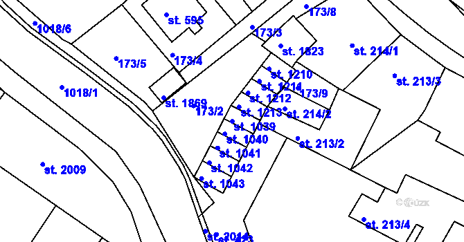 Parcela st. 1039 v KÚ Hostinné, Katastrální mapa