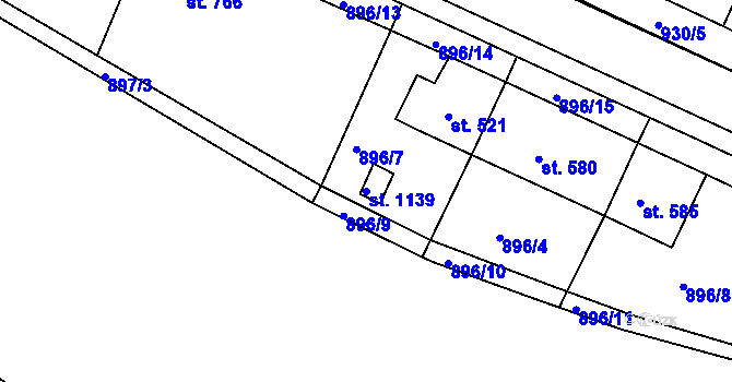 Parcela st. 1139 v KÚ Hostinné, Katastrální mapa