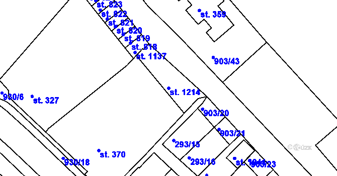 Parcela st. 1214 v KÚ Hostinné, Katastrální mapa