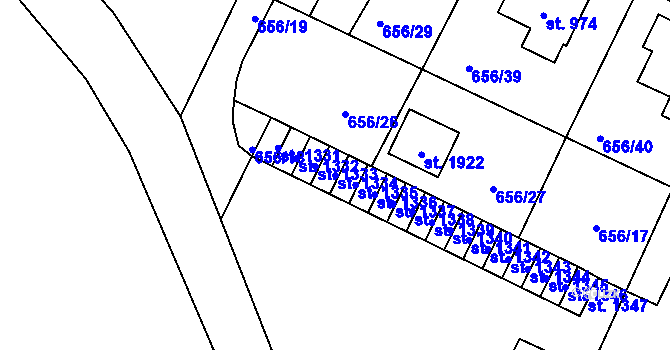Parcela st. 1334 v KÚ Hostinné, Katastrální mapa
