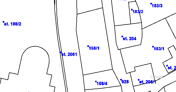 Parcela st. 158/1 v KÚ Hostinné, Katastrální mapa