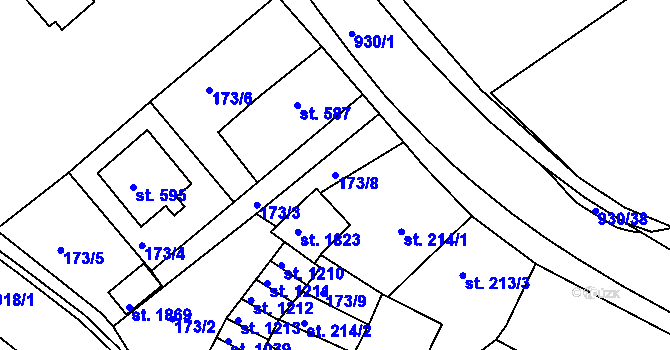 Parcela st. 173/8 v KÚ Hostinné, Katastrální mapa