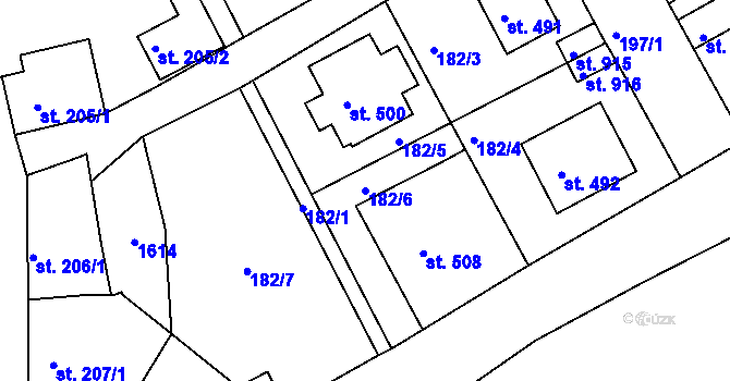 Parcela st. 182/6 v KÚ Hostinné, Katastrální mapa