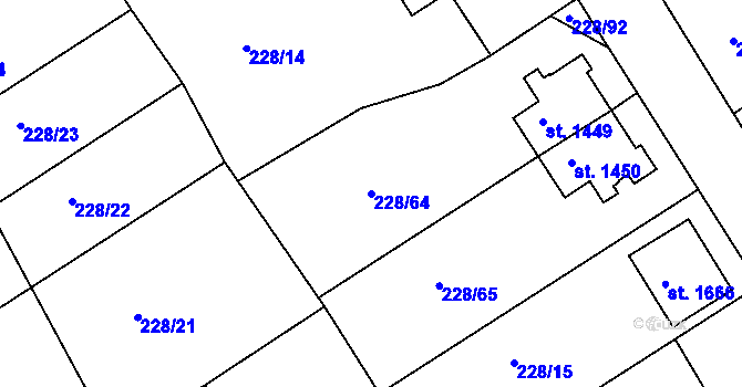 Parcela st. 228/64 v KÚ Hostinné, Katastrální mapa