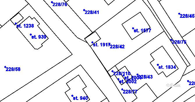 Parcela st. 228/93 v KÚ Hostinné, Katastrální mapa