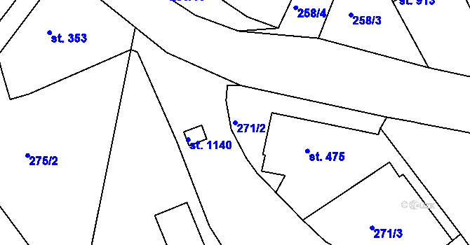 Parcela st. 271/2 v KÚ Hostinné, Katastrální mapa