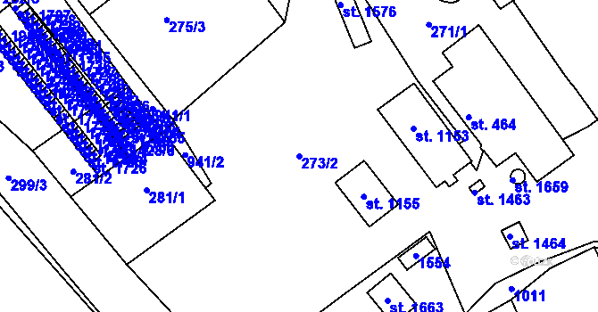 Parcela st. 273/2 v KÚ Hostinné, Katastrální mapa