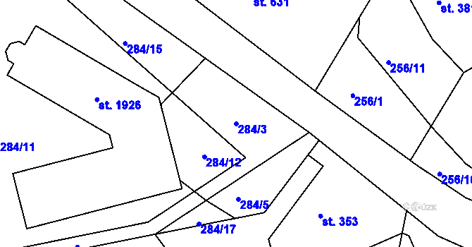 Parcela st. 284/3 v KÚ Hostinné, Katastrální mapa