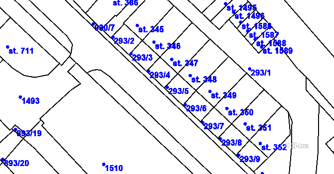 Parcela st. 293/5 v KÚ Hostinné, Katastrální mapa