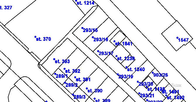 Parcela st. 293/17 v KÚ Hostinné, Katastrální mapa