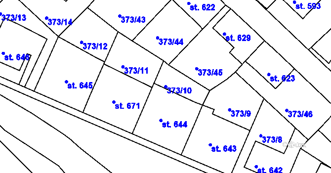 Parcela st. 373/10 v KÚ Hostinné, Katastrální mapa