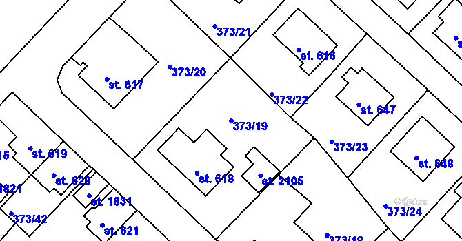 Parcela st. 373/19 v KÚ Hostinné, Katastrální mapa