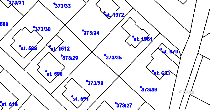 Parcela st. 373/35 v KÚ Hostinné, Katastrální mapa