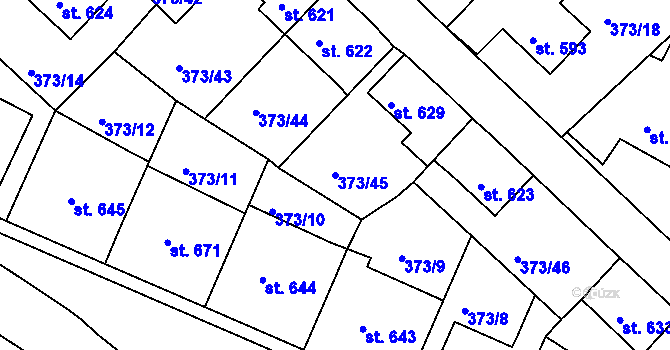 Parcela st. 373/45 v KÚ Hostinné, Katastrální mapa