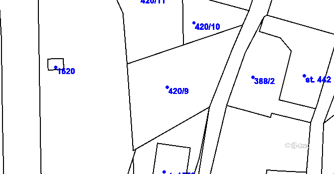Parcela st. 420/9 v KÚ Hostinné, Katastrální mapa