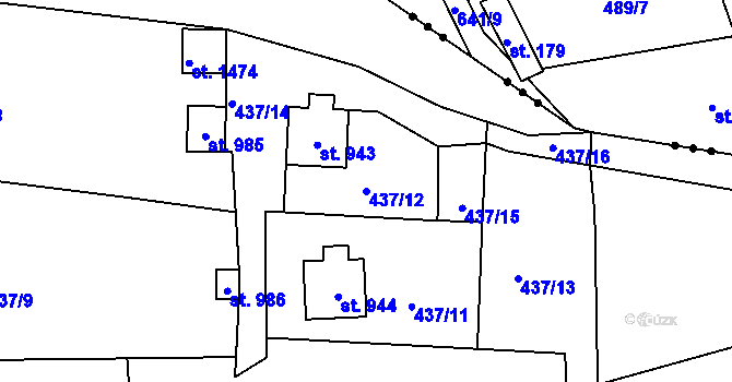 Parcela st. 437/12 v KÚ Hostinné, Katastrální mapa