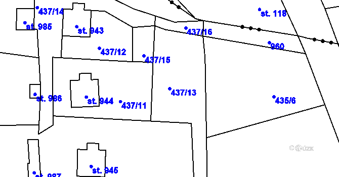 Parcela st. 437/13 v KÚ Hostinné, Katastrální mapa