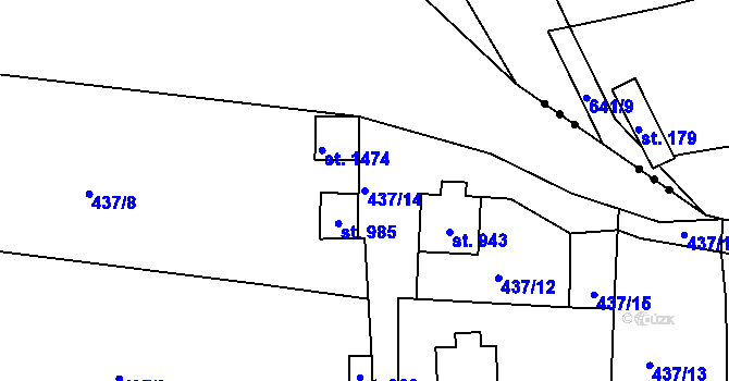 Parcela st. 437/14 v KÚ Hostinné, Katastrální mapa