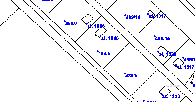 Parcela st. 489/6 v KÚ Hostinné, Katastrální mapa