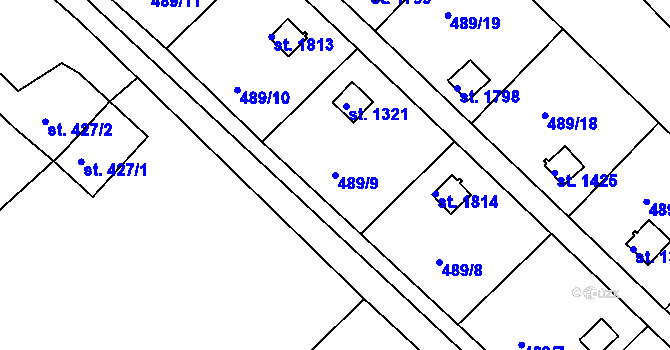 Parcela st. 489/9 v KÚ Hostinné, Katastrální mapa