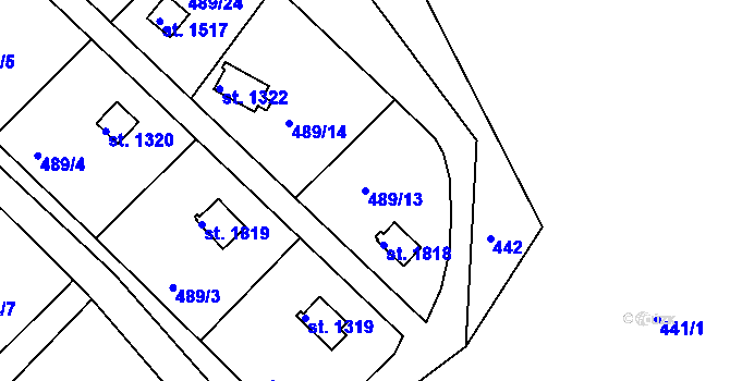 Parcela st. 489/13 v KÚ Hostinné, Katastrální mapa