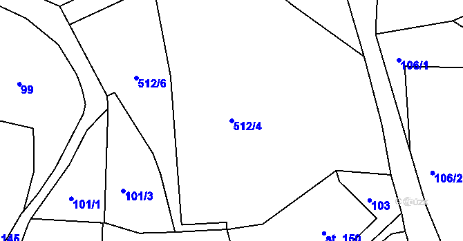 Parcela st. 512/4 v KÚ Hostinné, Katastrální mapa
