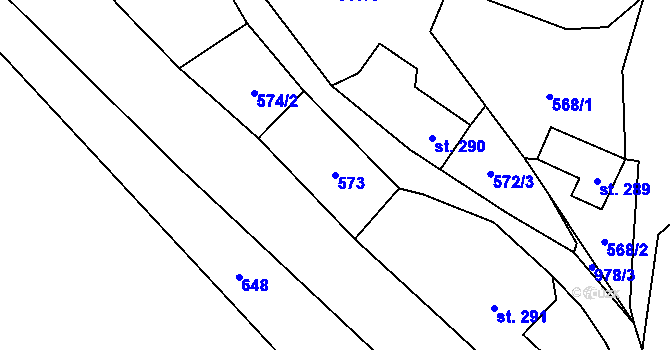 Parcela st. 573 v KÚ Hostinné, Katastrální mapa