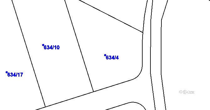 Parcela st. 634/4 v KÚ Hostinné, Katastrální mapa