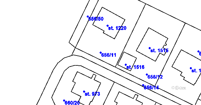 Parcela st. 656/11 v KÚ Hostinné, Katastrální mapa