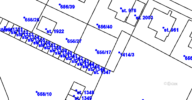 Parcela st. 656/17 v KÚ Hostinné, Katastrální mapa
