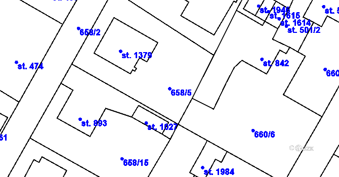 Parcela st. 658/5 v KÚ Hostinné, Katastrální mapa
