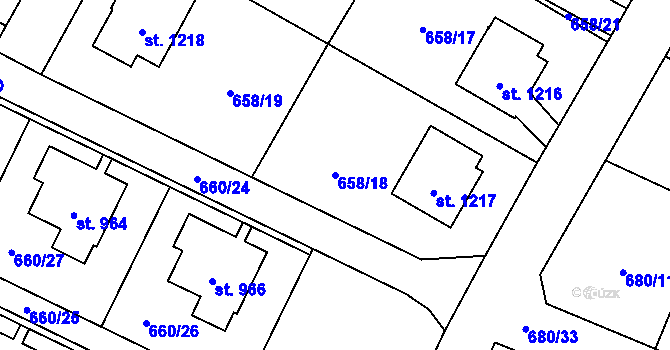 Parcela st. 658/18 v KÚ Hostinné, Katastrální mapa