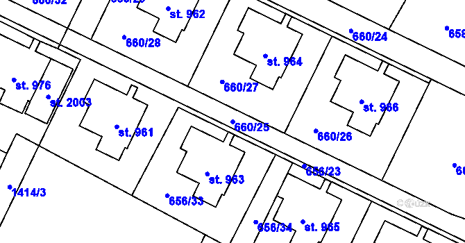 Parcela st. 660/25 v KÚ Hostinné, Katastrální mapa