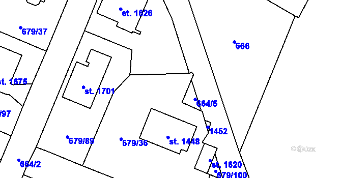 Parcela st. 664/1 v KÚ Hostinné, Katastrální mapa