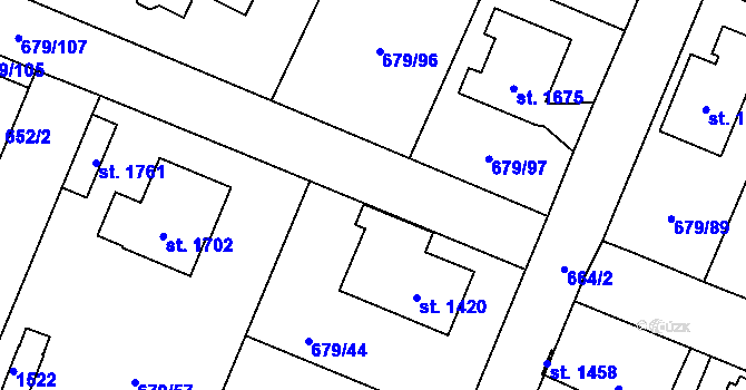 Parcela st. 664/3 v KÚ Hostinné, Katastrální mapa