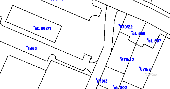 Parcela st. 670/17 v KÚ Hostinné, Katastrální mapa