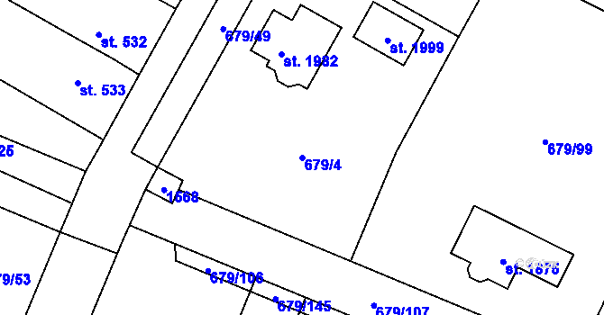 Parcela st. 679/4 v KÚ Hostinné, Katastrální mapa