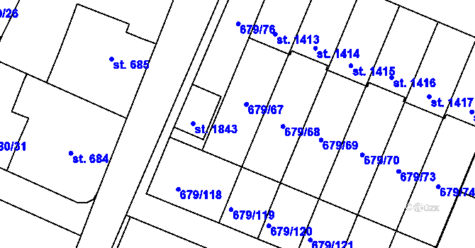 Parcela st. 679/67 v KÚ Hostinné, Katastrální mapa