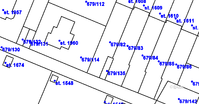 Parcela st. 679/92 v KÚ Hostinné, Katastrální mapa