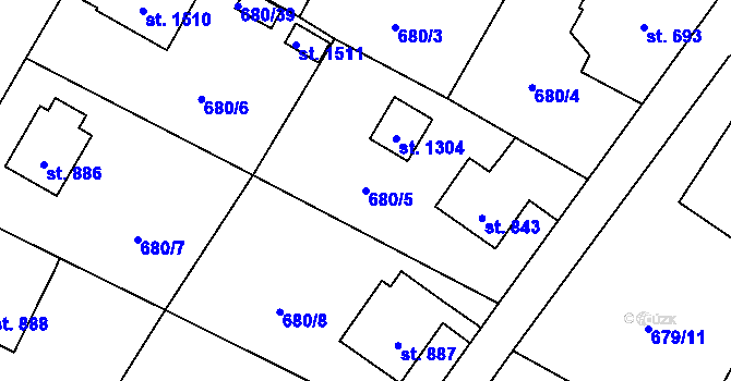 Parcela st. 680/5 v KÚ Hostinné, Katastrální mapa