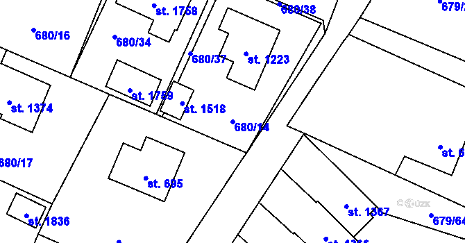 Parcela st. 680/14 v KÚ Hostinné, Katastrální mapa