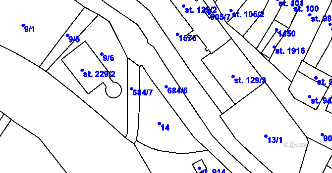 Parcela st. 684/6 v KÚ Hostinné, Katastrální mapa