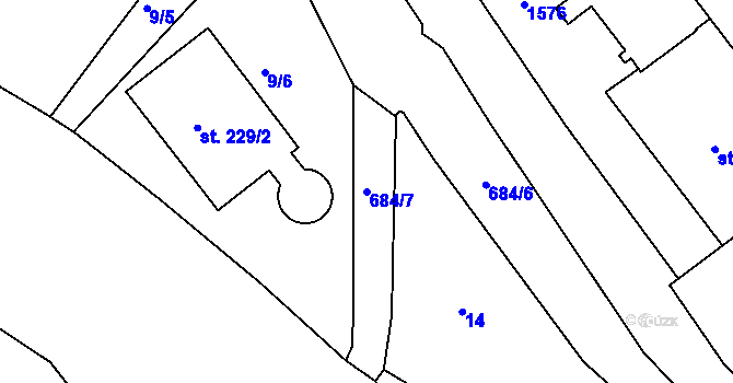 Parcela st. 684/7 v KÚ Hostinné, Katastrální mapa