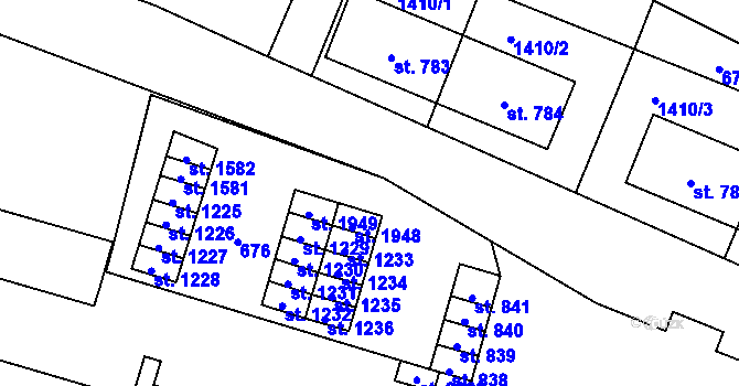 Parcela st. 687/2 v KÚ Hostinné, Katastrální mapa